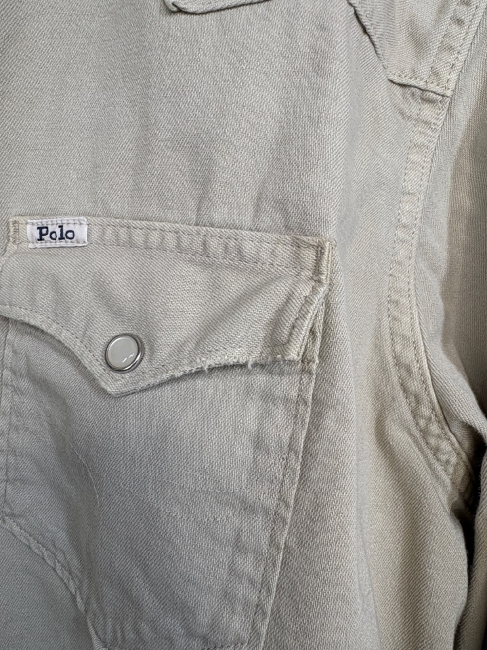 Lot of 2 Polo Denim & Supply Tan Cotton Pearl Snap Shirt Men Size Large BLEMISH - Picture 9 of 11